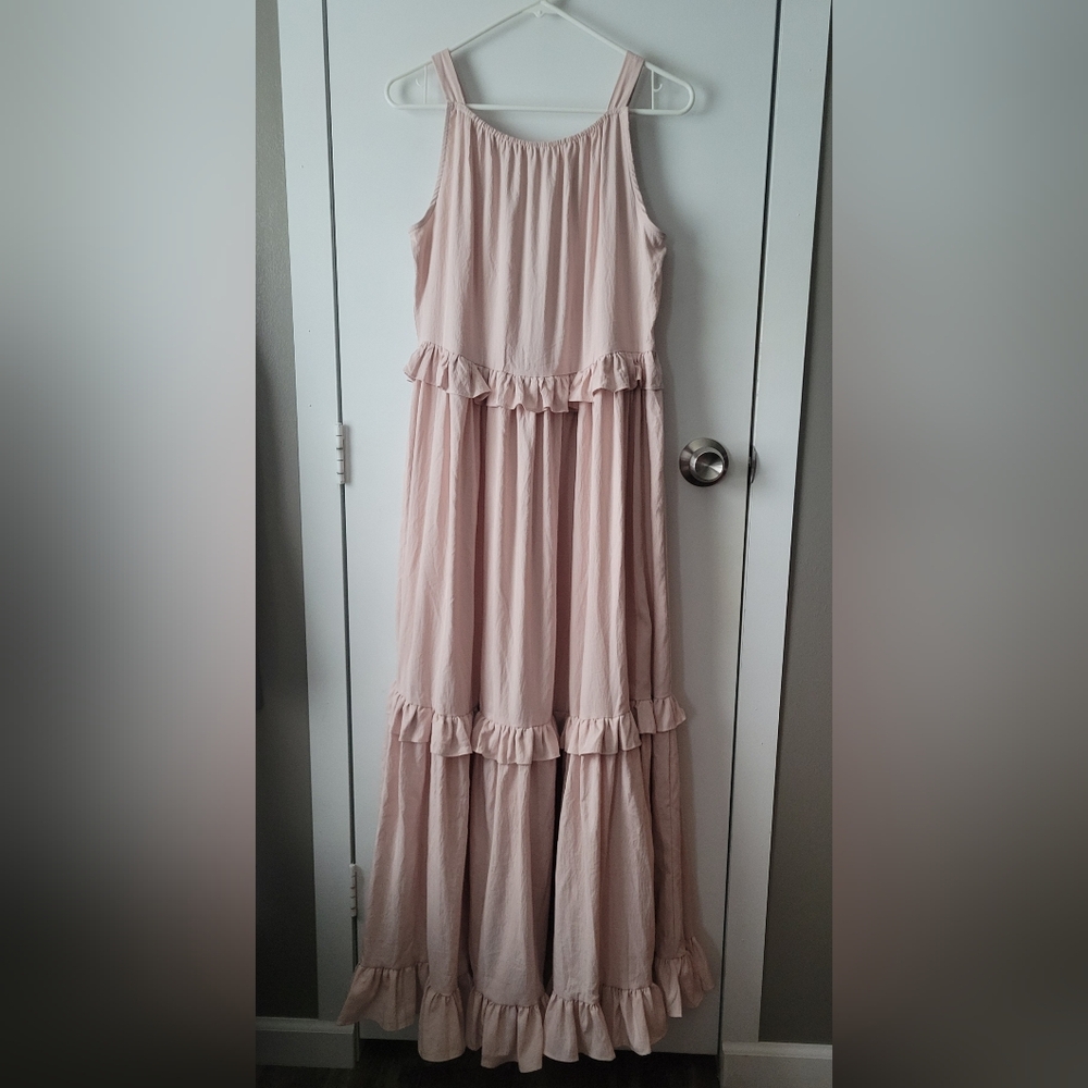 Pink Ruffle Maxi Dress - Picture 1 of 3